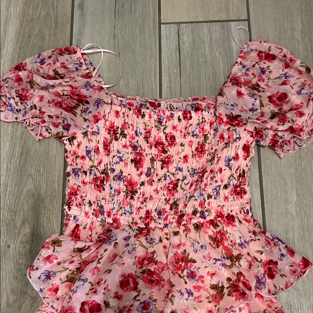 Floral Pink Ruffle Dress - Picture 5 of 7